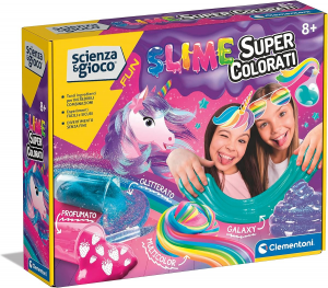 Clementoni - Scienza Fun Super Colorati-Gioco Scientifico 8 Anni, Laboratorio Esperimenti, Fabbrica, Kit per Slime, Versione in Italiano