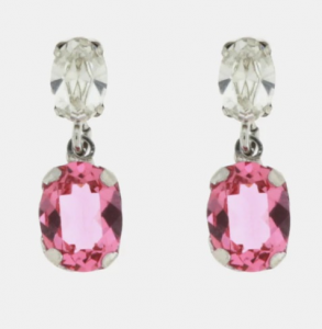 By Simon - Orecchini in Argento 925 con cristalli rosa e bianchi