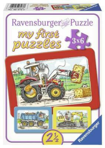 Ravensburger 06573  My First Puzzle 3X6 Pezzi Scavatrice Trattore E Camion