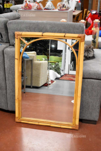 Specchio Rettangolare Cornice Bambù 71x1000 Cm