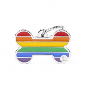 My Family - Medaglietta Rainbow - Osso L Arcobaleno - con Incisione