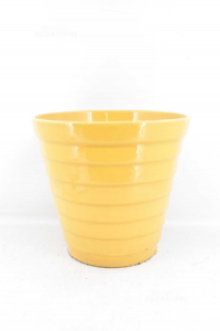 Vase Plant Holder Enameled Yellow 31x34 Cm