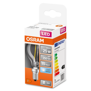 OSRAM Lampadina LED STAR Classic P 25 filamento, luce naturale, E14 