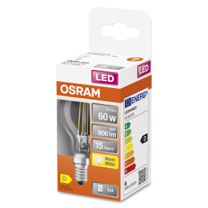 OSRAM Lampadina LED STAR Classic P 60 filamento, luce calda, E14 