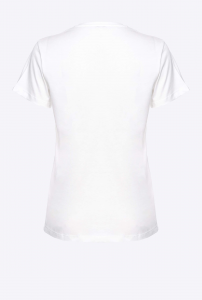 T-shirt Trapani ricamo cuori bianca Pinko