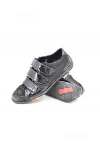 Shoes Man Moschino Black In Leather Paint / Suede Size 39