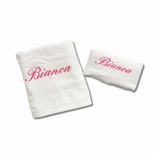 Coppia asciugamani chicco di riso bianco Personalizzato
