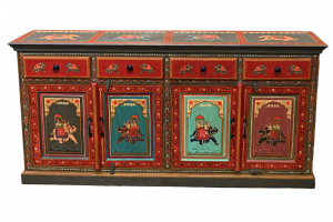 Buffet in legno di teak recycle con 4 cassetti e 4 ante dipinto #VI18