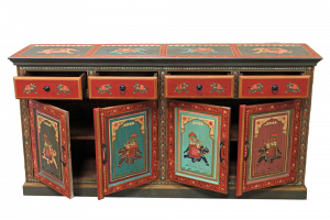 Buffet in legno di teak recycle con 4 cassetti e 4 ante dipinto #VI18