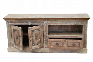 Porta TV in legno di teak con ante vecchie finestre #VI27