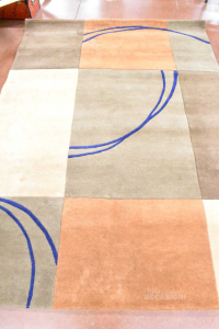 Carpet 240x170 Cm Fantasy Geometric Brown And Lines Blue