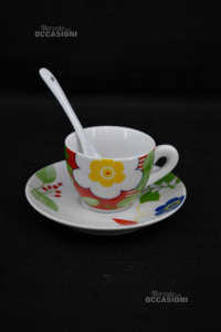 Packaging 2 Cups Amicasa Fantasy Colored + Small Plate And Teaspoon