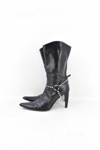 Boot Woman Leisilla By Typ Black Studded Size.36