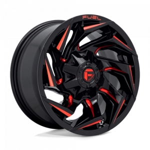 Cerchi in lega  FUEL 1PC  REACTION  20''  Width 10   6x135/139,7  ET -18  CB 106,1    Gloss Black Milled W/ Red Tint