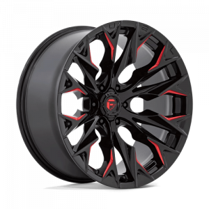 Cerchi in lega  FUEL 1PC  FLAME  22''  Width 10   6x139,7  ET -18  CB 106,1    Gloss Black Milled W/ Candy Red