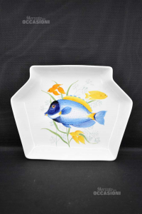 Serving Plate Cercamica Este Hand Painted Fish 38x30 Cm