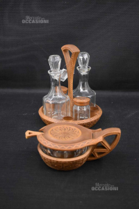 Set Plastic Dressing Brown Effect Wood With Cheese Bowl