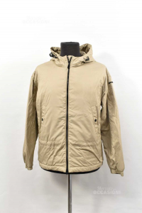 Jacket Woman Geoxlight Beige Size.42 With Cappuccio New