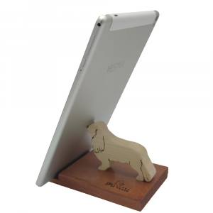 Porta cellulare da scrivania supporto per telefono smartphone e tablet in legno Cavalier King made in Italy