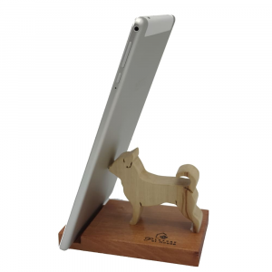 Porta cellulare da scrivania supporto per telefono smartphone e tablet in legno Chihuahua made in Italy