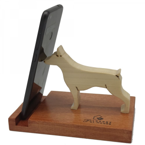 Porta cellulare da scrivania supporto per telefono smartphone e tablet in legno Dobermann made in Italy