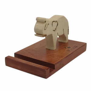 Porta cellulare da scrivania supporto per telefono smartphone e tablet in legno Elefante made in Italy