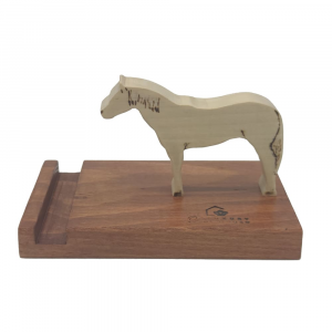 Porta cellulare da scrivania supporto per telefono smartphone e tablet in legno Quarter Horse made in Italy