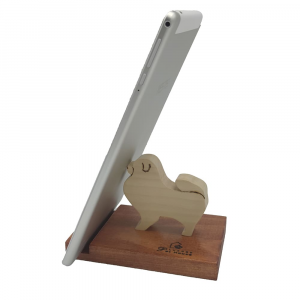 Porta cellulare da scrivania supporto per telefono smartphone e tablet in legno Volpino made in Italy