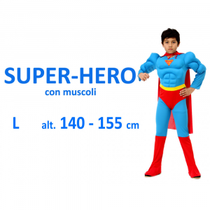 Costume Carnevale Super Hero con muscoli costume L 