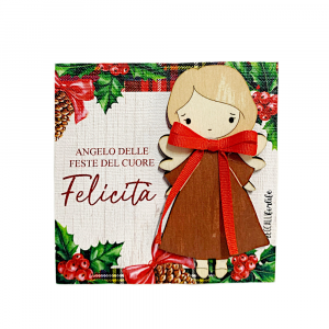 Quadretto di Natale Angelo della Felicità 10x10 cm - Beccalli for Life
