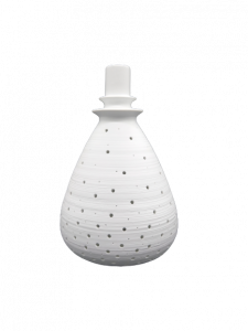 Mascagni lampada ceramica traforata bottiglia 28cm bianca