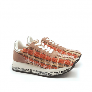 Sneakers cipria con tweed Love Moschino