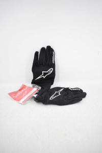 Gloves Motorcycle Alpinestar Black White With Protections Nocche Size L Reef