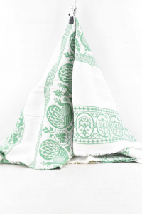 Tablecloth White Green Style Tyrolean 120x200 Cm