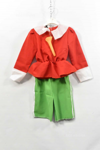 Vestito Di Pinocchio Bianco Rosso Verde Con Naso Tg 3 Anni