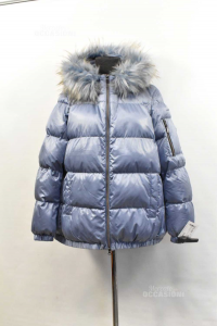 Jacket Woman Geoxlight Blue With Fur Size 46