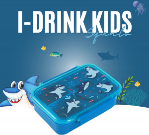 IDrink Portamerenda Lunch Box Con Divisorio Forchetta Cucchiaio Squalo