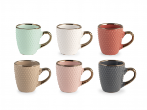 H&H set 6 tazze caffè Dots in colori assortiti cc 100