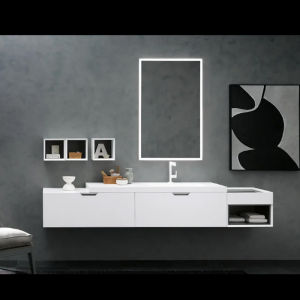White lacquered wall-mounted bathroom cabinet Quaranta5 03 Archeda 