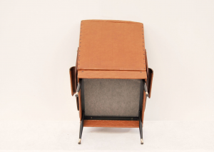 Poltrona Mid-Century in noce ed ecopelle, Made in Italy, Anni '60 