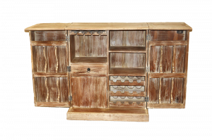 Mobile bar in legno di teak decapato in bianco vecchio portale #VI68