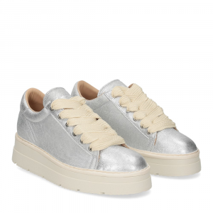 Panchic P89W007 Lace-up shoe laminated leather silver