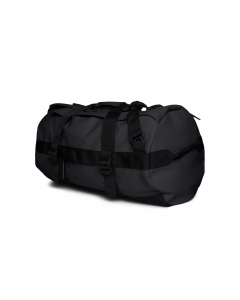 Borsone da viaggio Duffel Bag nero in tessuto tecnico impermeabile effetto  gommato