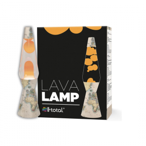 LAMPADA I-TOTAL LAVA LAMP 40CM
CON BASE MAPPAMONDO E LIQUIDO BIANCO/GIALLO