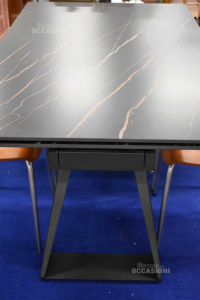 Table In Gress Effect Marble Black Extendable (of Second Scelta)