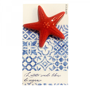 Quadretto con stella di mare rossa 10.5x19.5 cm - Beccalli for Life