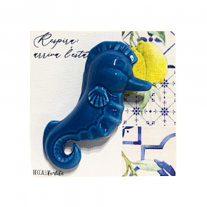 Quadretto con cavalluccio di mare azzurro 10x10 cm - Beccalli for Life