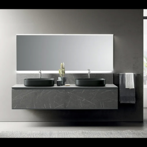 Top bagno con lavabo integrato in HPL con cassetto specchio lampada Miglior  Prezzo