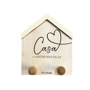 Quadretto casetta Casa con portachiavi 10x12 cm - Beccalli for Life