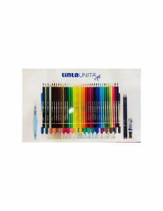 Tinta Unita Box magnetico 36 pastelli, 18 brush pen, 24 pastelli a cera maxi